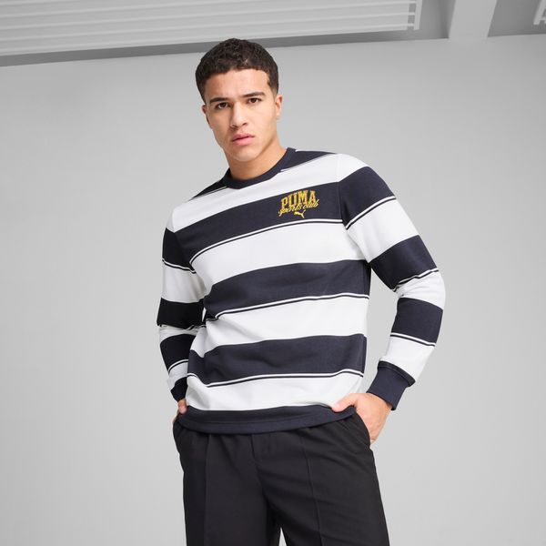 PUMA Men's Puma Class Striped Crew, Blue, Size L, Clothing