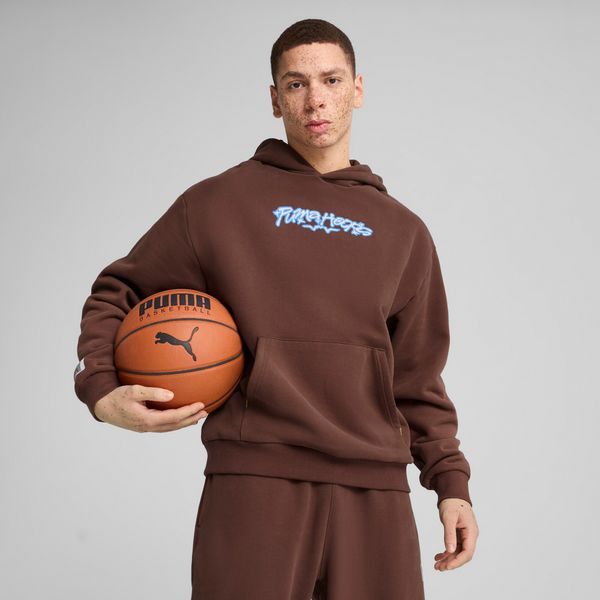 PUMA Men's Puma Dress Code Basketball Hoodie, Brown, Size L, Clothing