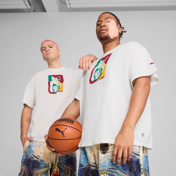 PUMA Men's Puma Dylan Exhibit Basketball T-Shirt, White, Size L, Clothing