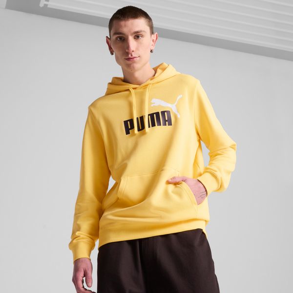 PUMA Men's Puma Essentials 2 Colour No. 1 Logo Hoodie, Yellow, Size S, Clothing