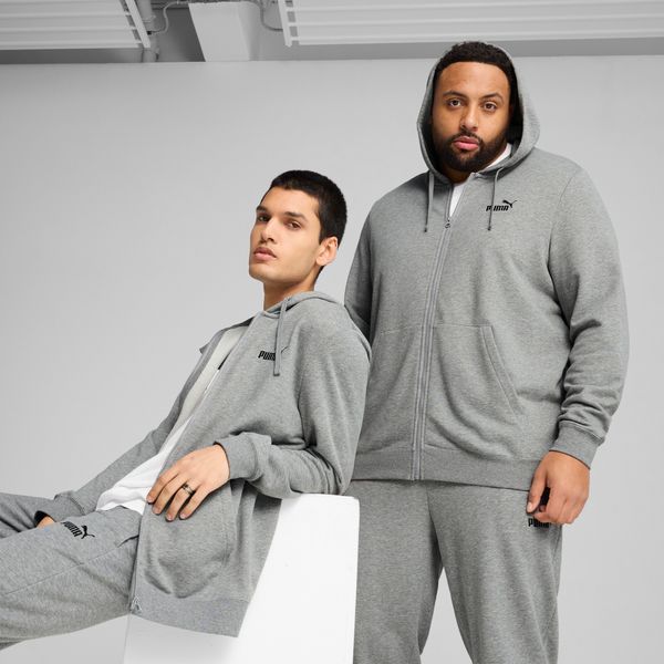 PUMA Men's Puma Essentials No. 1 Logo Full-Zip Hoodie, Gray, Size XXL, Clothing