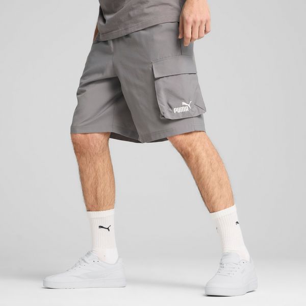 PUMA Men's Puma Essentials No.1 Logo Woven Cargo 9" Shorts, Gray, Size XXL, Men