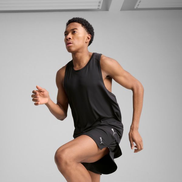 PUMA Men's Puma Graphic Mesh Running Singlet Top, Black Top, Size M Top, Clothing