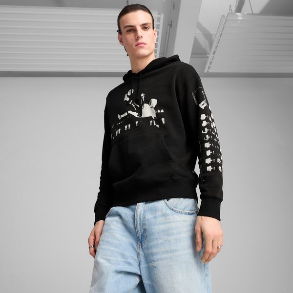 PUMA Men's Puma GRAPHICS Football Hoodie, Black, Size XS, Clothing