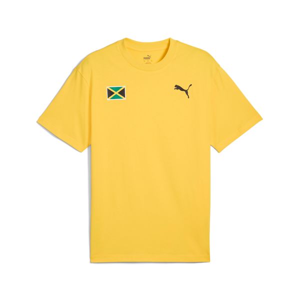 PUMA Men's Puma Jamaica Village Wear Cotton T-Shirt, Yellow, Size M, Clothing