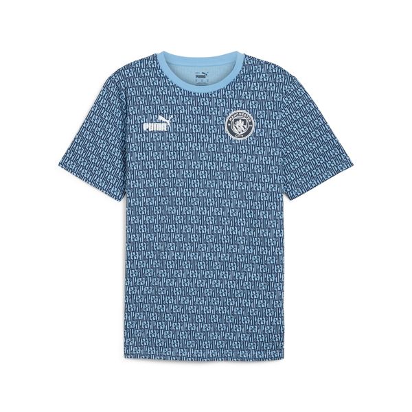 PUMA Men's Puma Manchester City ftbl CULTURE All-Over Print T-Shirt, Blue, Size S, Sport