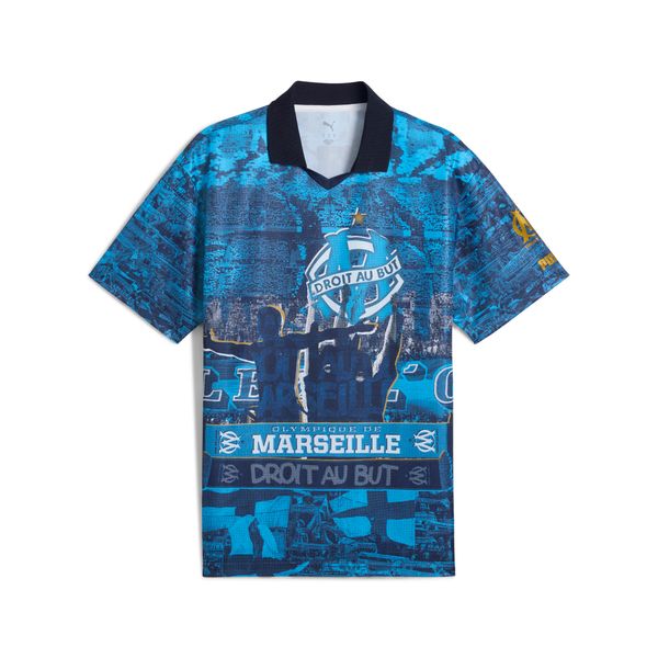 PUMA Men's Puma Olympique de Marseille ftbl NRGY+ Retro Jersey, Blue, Size XXL, Sport