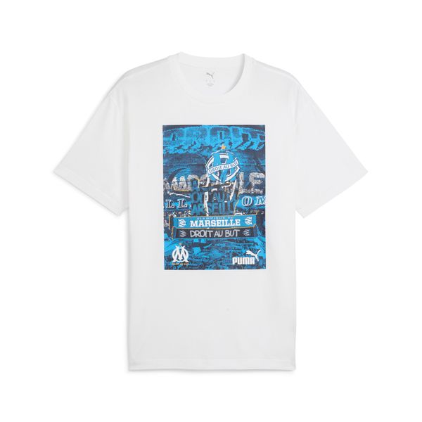 PUMA Men's Puma Olympique de Marseille ftbl NRGY+ T-Shirt, White, Size XS, Sport