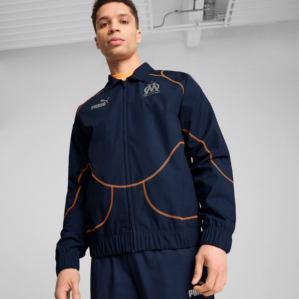 PUMA Men's Puma Olympique de Marseille ftbl STATEMENT Track Jacket, Blue, Size 3XL, Clothing