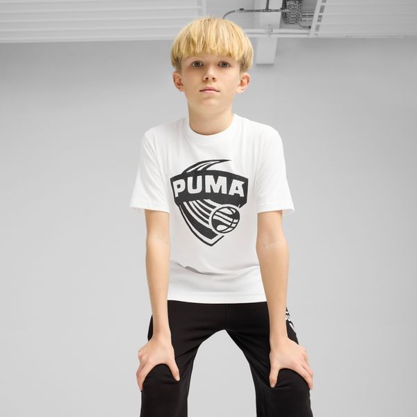 PUMA Men's Puma Posterize Basketball Tee I Youth, White, Size 11-12Y, Clothing