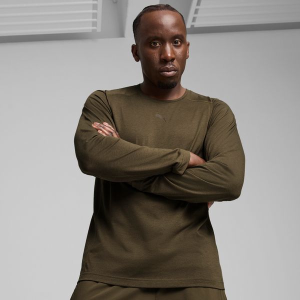 PUMA Men's Puma RUN Long Sleeve T-Shirt, Green, Size XS, Clothing