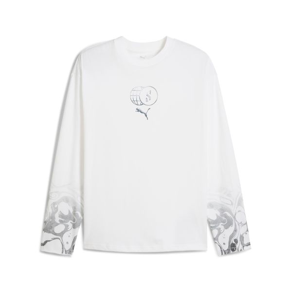 PUMA Men's Puma Scoot Lab Long Sleeves Basketball T-Shirt, White, Size 3XL, Clothing