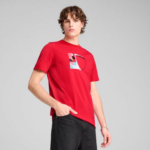 PUMA Men's Puma Scuderia Ferrari Race Big Shield T-Shirt, Red, Size M, Clothing