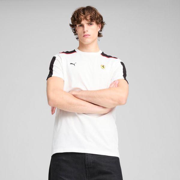 PUMA Men's Puma Scuderia Ferrari Race MT7 T-Shirt, White, Size L, Clothing