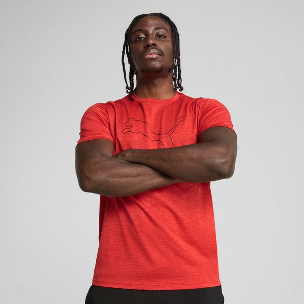 PUMA Men's Puma TAD ESSENTIALS Heather Cat T-Shirt, Red, Size XL, Clothing