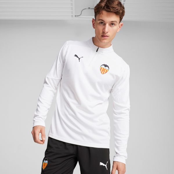 PUMA Men's Puma Valencia CF Training Quarter-Zip Top, White, Size XXL, Clothing