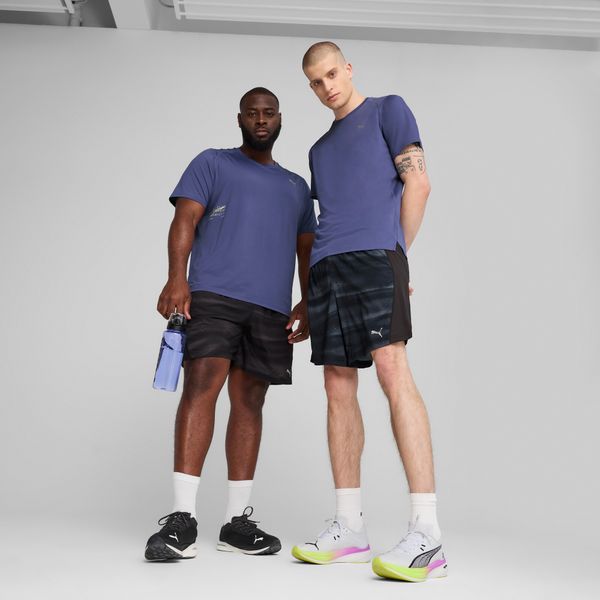 PUMA Men's Puma VELOCITY All-Over Print 7" Running Shorts, Black, Size XXL, Men