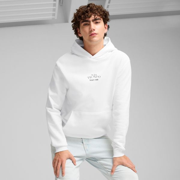PUMA Men's Puma x MÃS TIEMPO Hoodie, White, Size M, Clothing