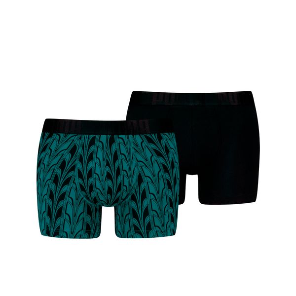 PUMA Men's Puma's Terrace Print Boxer Briefs 2 pack, Green, Size S, Clothing