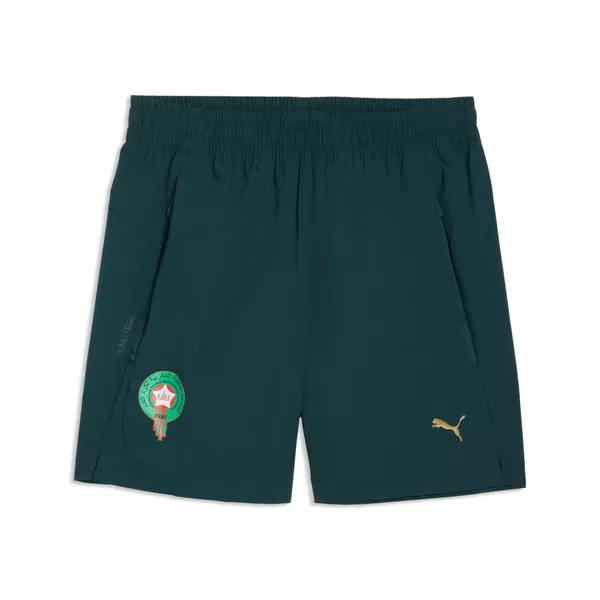 PUMA Morocco PUMATECH Relaxed Woven Shorts Men, Performance, Green Terrain/Victory Gold, S