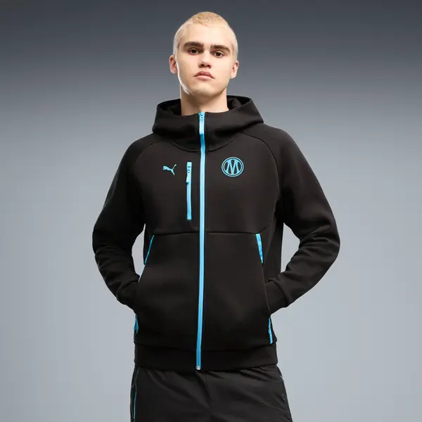 PUMA Olympique de Marseille PUMATECH Full-Zip Hoodie Men, Clothing, Black/Vibrant Blue, S