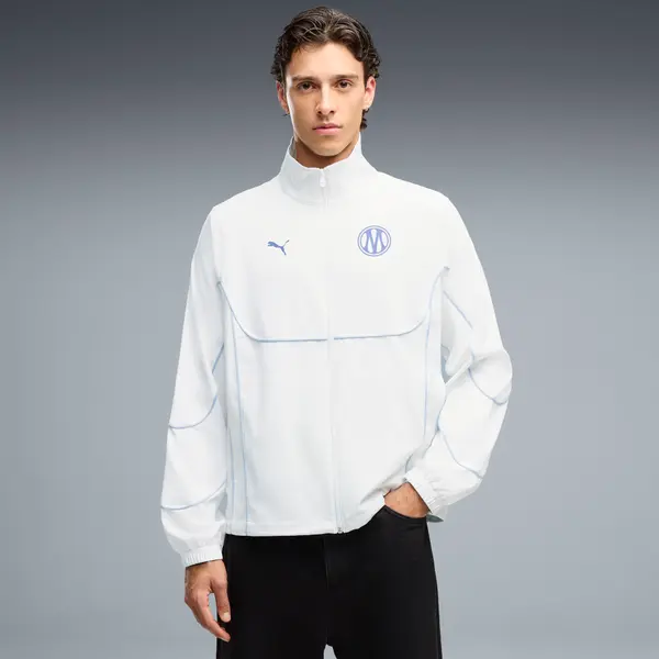 PUMA Olympique de Marseille PUMATECH-X Full-Zip Track Jacket Men, Clothing, White/Blue Crystal, S