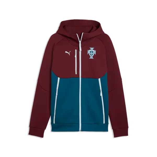 PUMA Portugal PUMATECH Full-Zip Hoodie Men, Football, Ruby Shimmer/Ocean Tropic, S