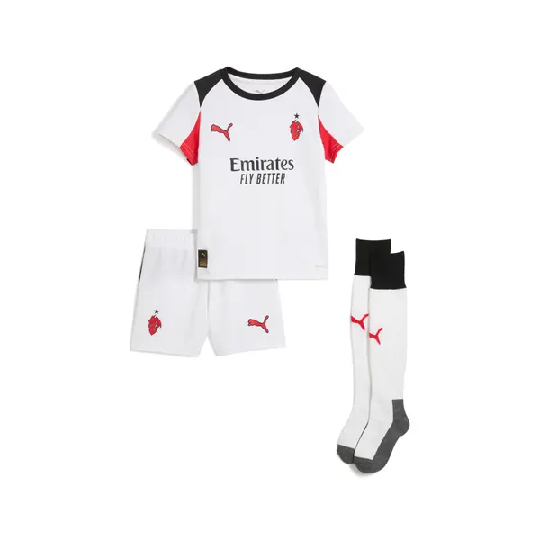 PUMA PUMA AC Milan 25/26 Away Minikit Kids, Clothing, White/Red, 4-5Y