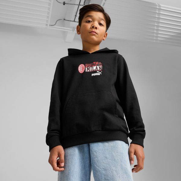 PUMA Puma AC Milan ftbl NRGY Hoodie Youth, Black, Size 7-8Y, Clothing