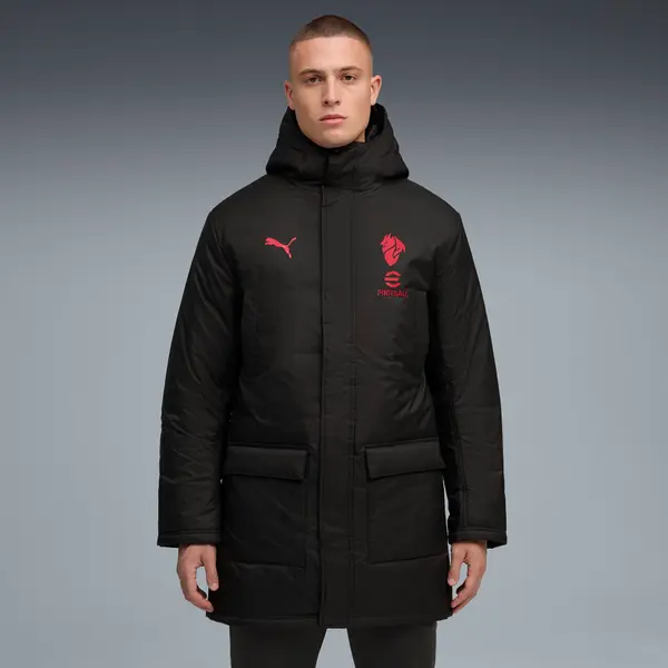PUMA PUMA AC Milan Training Winter Jacket Men, Clothing, Black/Red, S