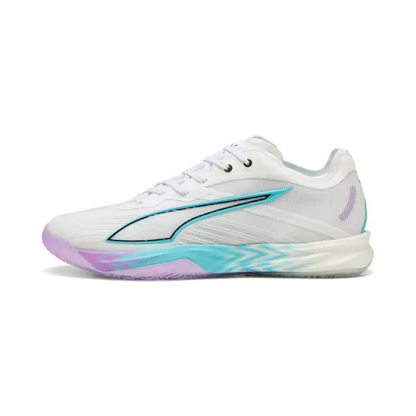 PUMA PUMA Accelerate NITRO™ SQD 5 ENERGY Handball Shoes Unisex, Shoes, White/Bright Aqua/Purple Glimmer, 44
