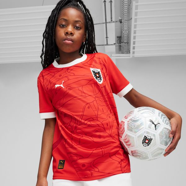 PUMA Puma Austria 2024 Home Jersey Youth, Red, Size 13-14Y, Clothing