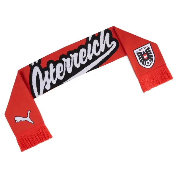 PUMA PUMA Austria ftblCulture Scarf, Football, Black/Burnt Red, OSFA