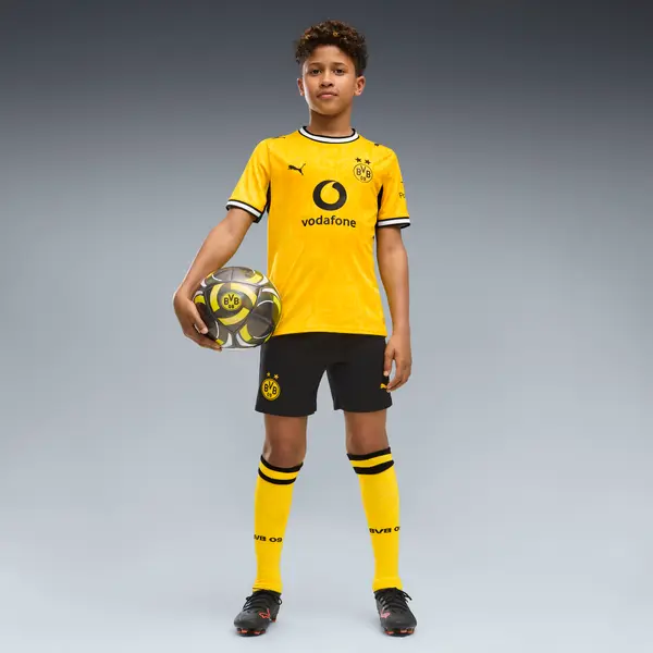PUMA PUMA Borussia Dortmund 26/27 Shorts Youth, Clothing, Black/Faster Yellow, 15-16Y