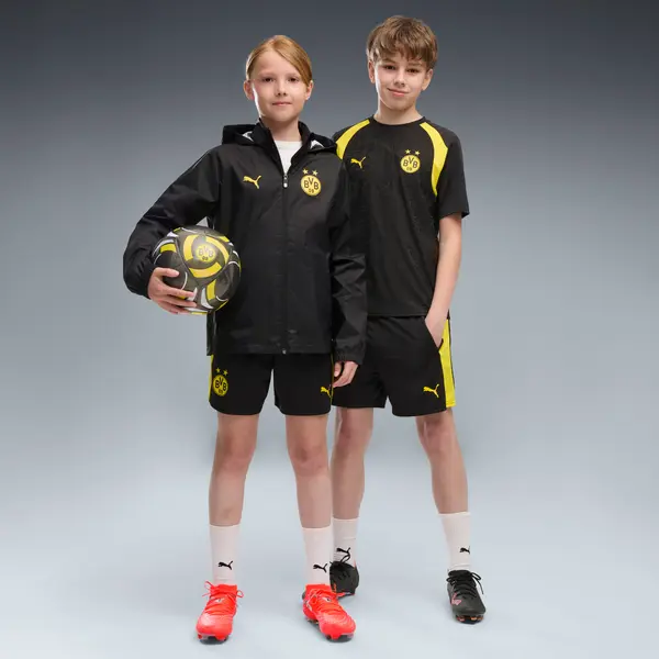 PUMA PUMA Borussia Dortmund Training Shorts Youth, Clothing, Black/Faster Yellow, 15-16Y