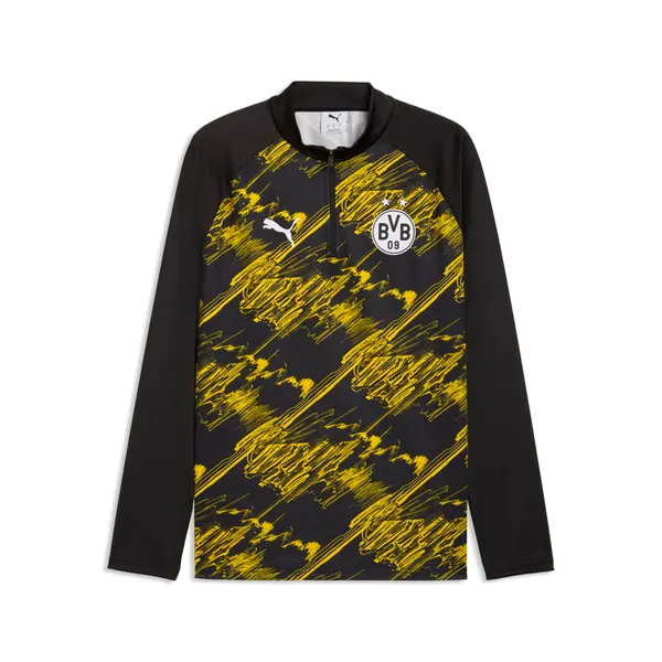 PUMA PUMA Borussia Dortmund Warmup Quarter-Zip Top Men, Football, Black/Faster Yellow, S