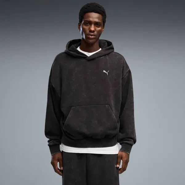 PUMA PUMA Boxy Washed Graphic Hoodie Unisex, Clothing, Black, S