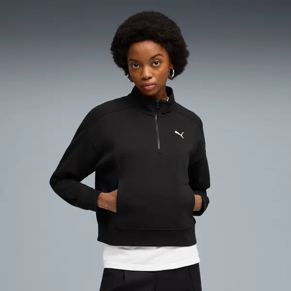 PUMA PUMA Class Relaxed Half-Zip Sweatshirt Women, Clothing, Black, S