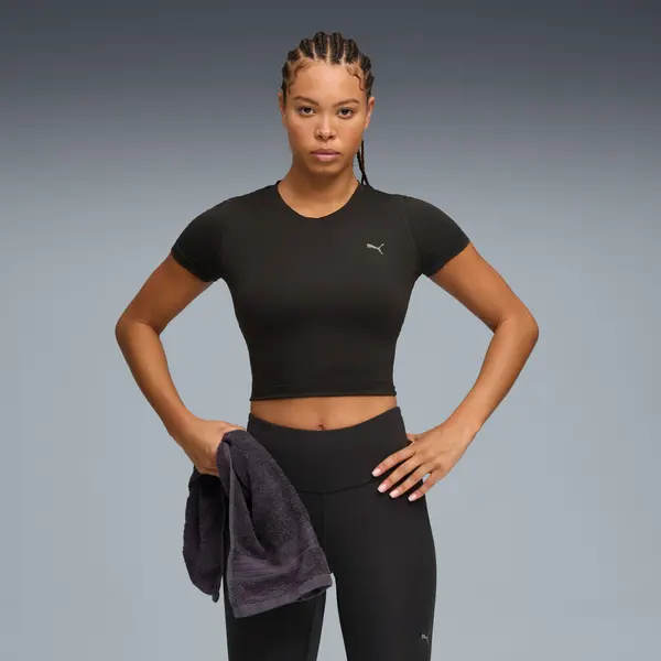 PUMA PUMA CLOUDSPUN Short Sleeve Twist Tee Women, Clothing, Black, S