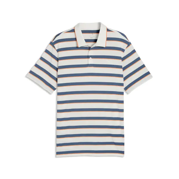 PUMA PUMA CLOUDSPUN Stripe Golf Polo Men, Clothing, Warm White/Dark Indigo, M