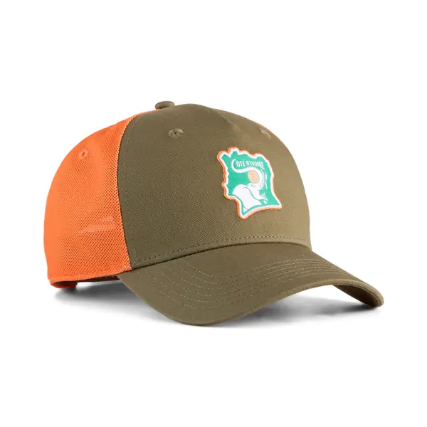 PUMA PUMA Côte d'Ivoire Trucker Cap, Performance, Loden Green/Melon Glow, OSFA