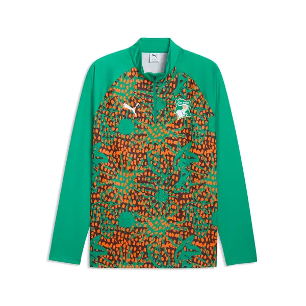 PUMA PUMA Côte d'Ivoire Warmup Quarter-Zip Top Men, Performance, Sport Green/Chocolate Brown, S