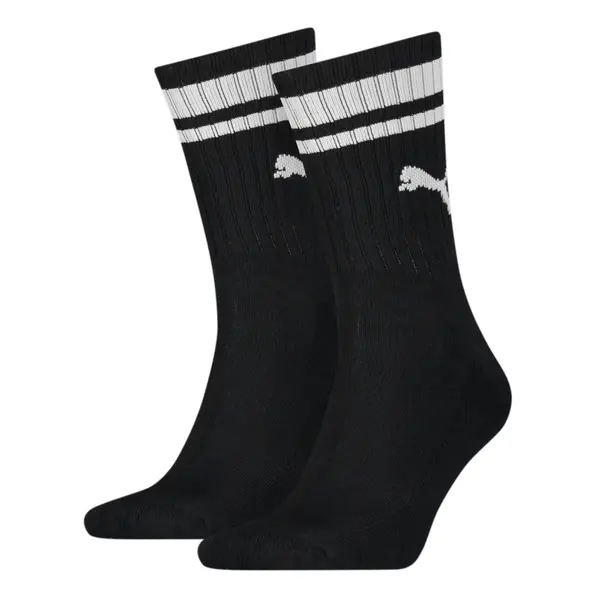 PUMA PUMA Crew Heritage Stripe Socks Unisex (2-Pack), Clothing, Black, 35-38