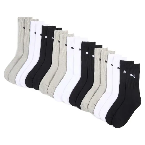 PUMA PUMA Crew Socks Unisex (9-Pack), Clothing, White/Grey/Black, 35-38