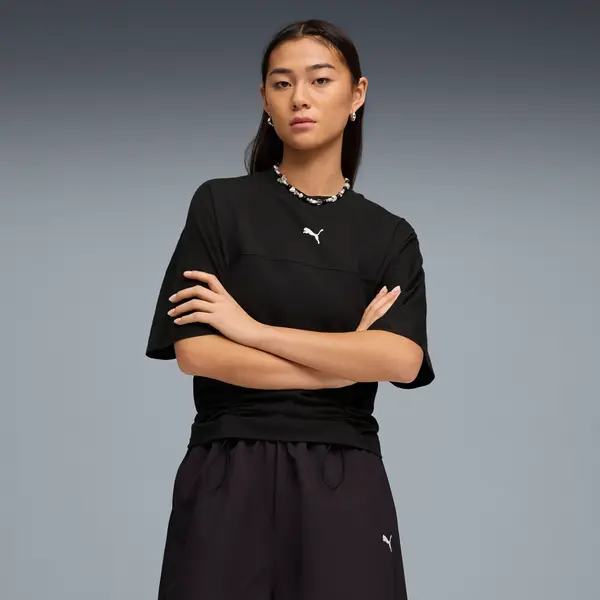 PUMA PUMA Dare To Fitted Waist Tee Women, Clothing, Black, S