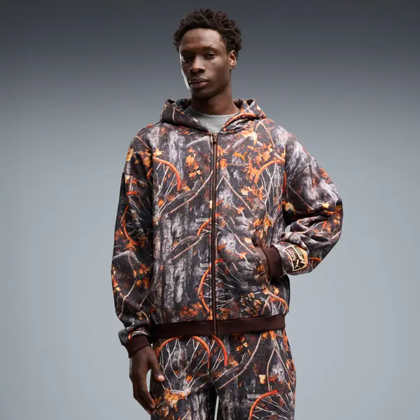 PUMA PUMA Dylan Wildcat Printed Relaxed Full-Zip Basketball Hoodie Men, Men, Chocolate Fondue/Aop, S