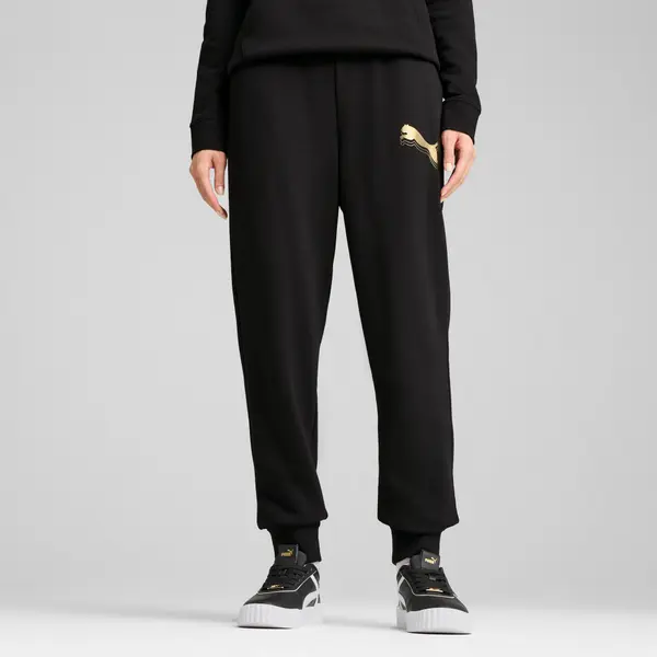 PUMA PUMA ESS METALLIC Sweatpants Women, Clothing, Black/Metallic Gold, S