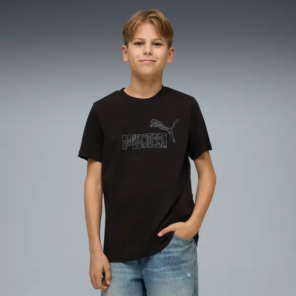 PUMA PUMA Essentials Camo Tee Youth, Clothing, Black, 15-16Y
