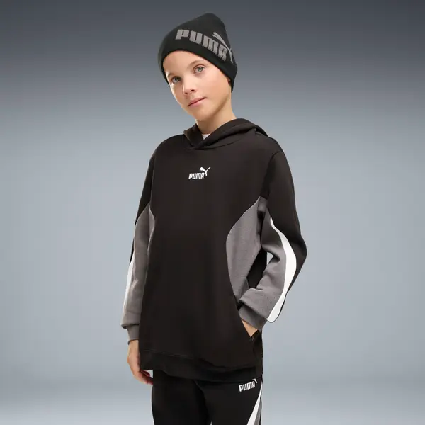 PUMA PUMA Essentials Colourblocked Hoodie Youth, Clothing, Black, 15-16Y