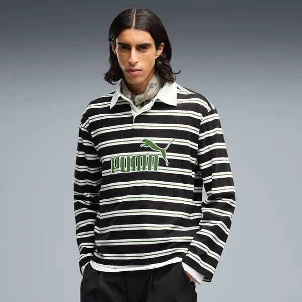 PUMA PUMA Essentials Elevated No. 1 Relaxed Rugby Polo Men, Clothing, Black/Striped, S